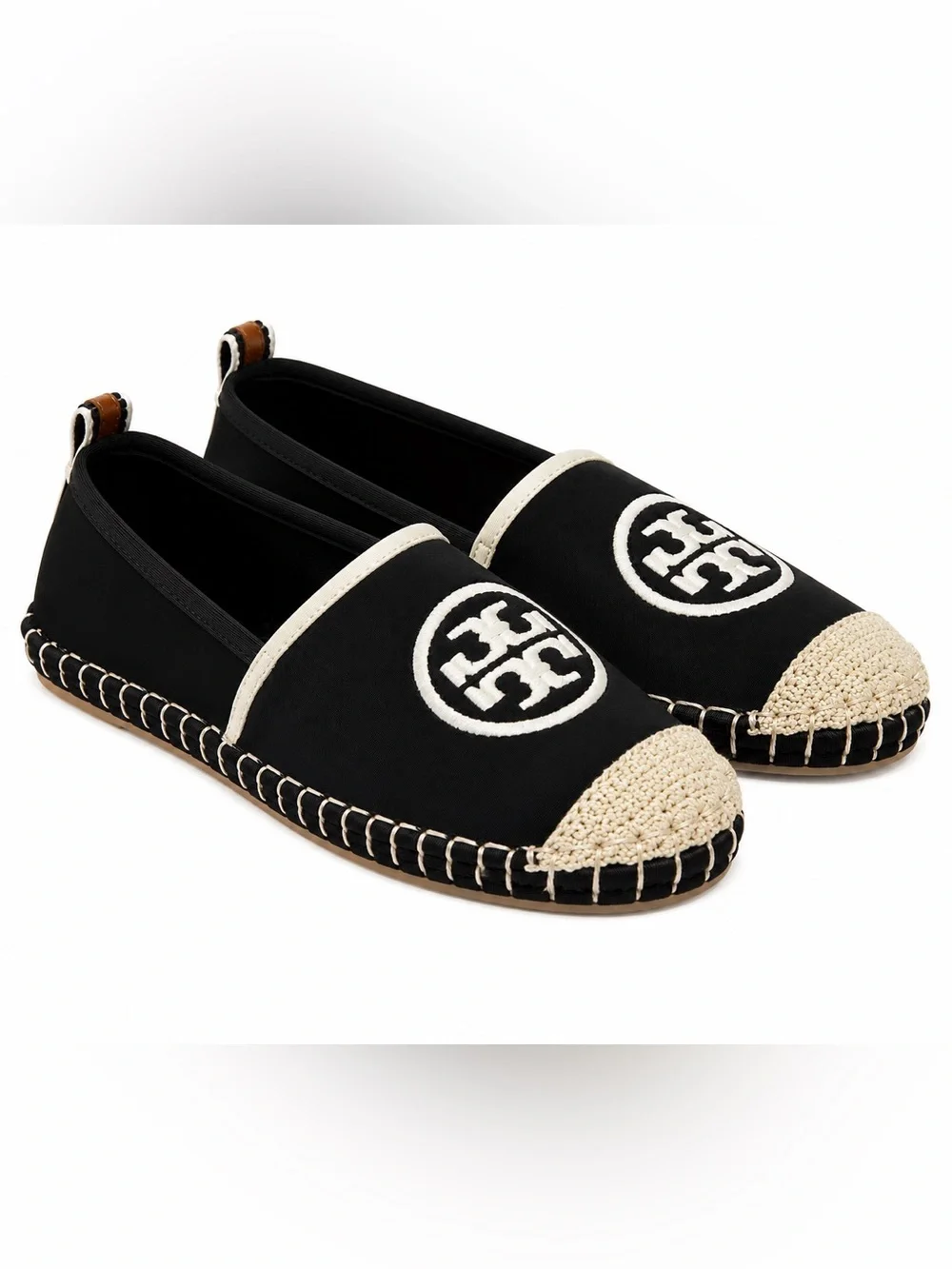 Tory Burch Black Espadrille Slip-On with Ivory Accents
